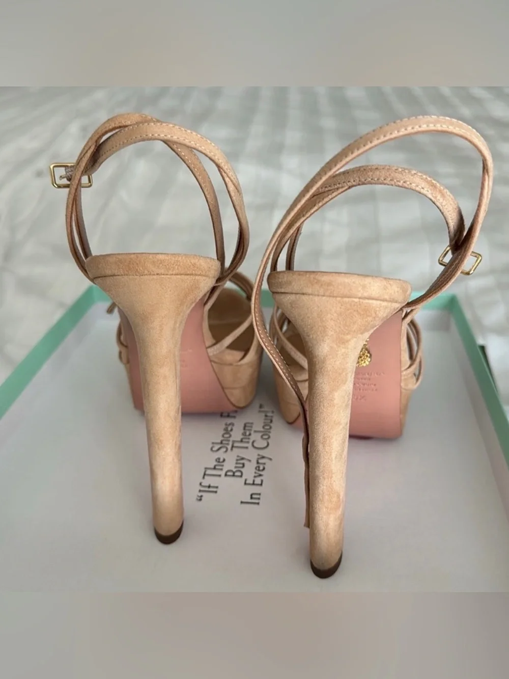 Aquazzura Blush Nude Strappy Platform Stiletto Sandal